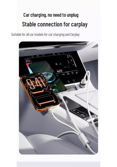 PISEN 100W 3-in-1 Fast Charging Cable, 6A for Apple and Huawei Devices