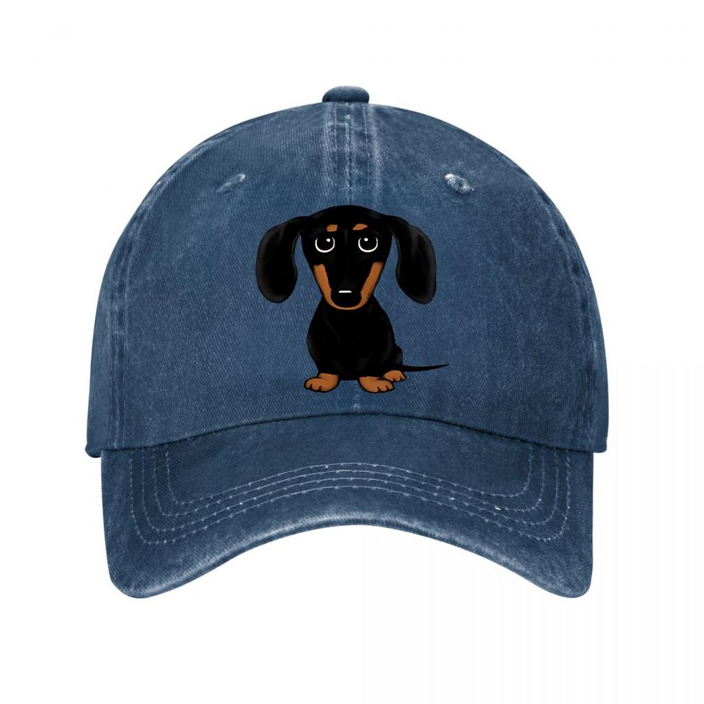 Cute Big Eyes Dachshund Plush Toy  New Vintage Washed Cotton Baseball Cap Parent Kids Sun Hats