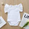 Europäischer & Amerikanischer Stil Spitze Ärmel Baby Mädchen Strampler - Säugling & Kleinkind Dreieck Druckknopf Schritt Krabbelanzug