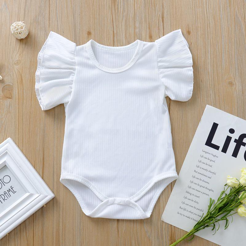 Europäischer & Amerikanischer Stil Spitze Ärmel Baby Mädchen Strampler - Säugling & Kleinkind Dreieck Druckknopf Schritt Krabbelanzug