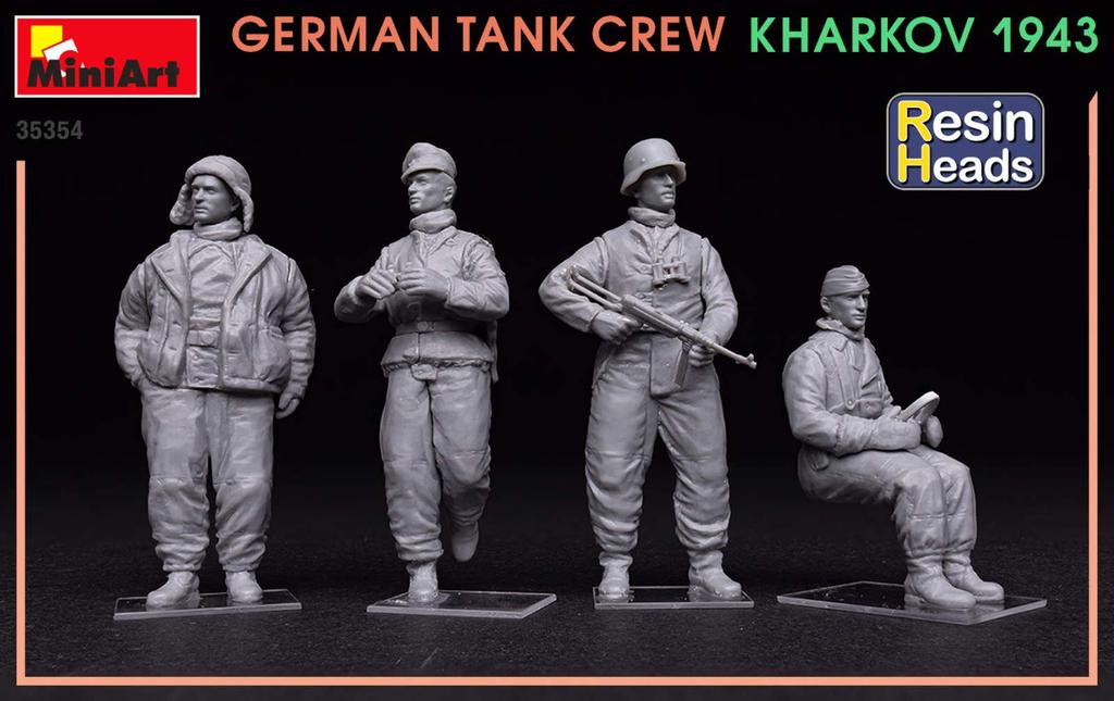 Miniart Scale German Tank Crew Set Kharkov Plastic Model Kit MA35354 1/35 (4 Figures), 1943,