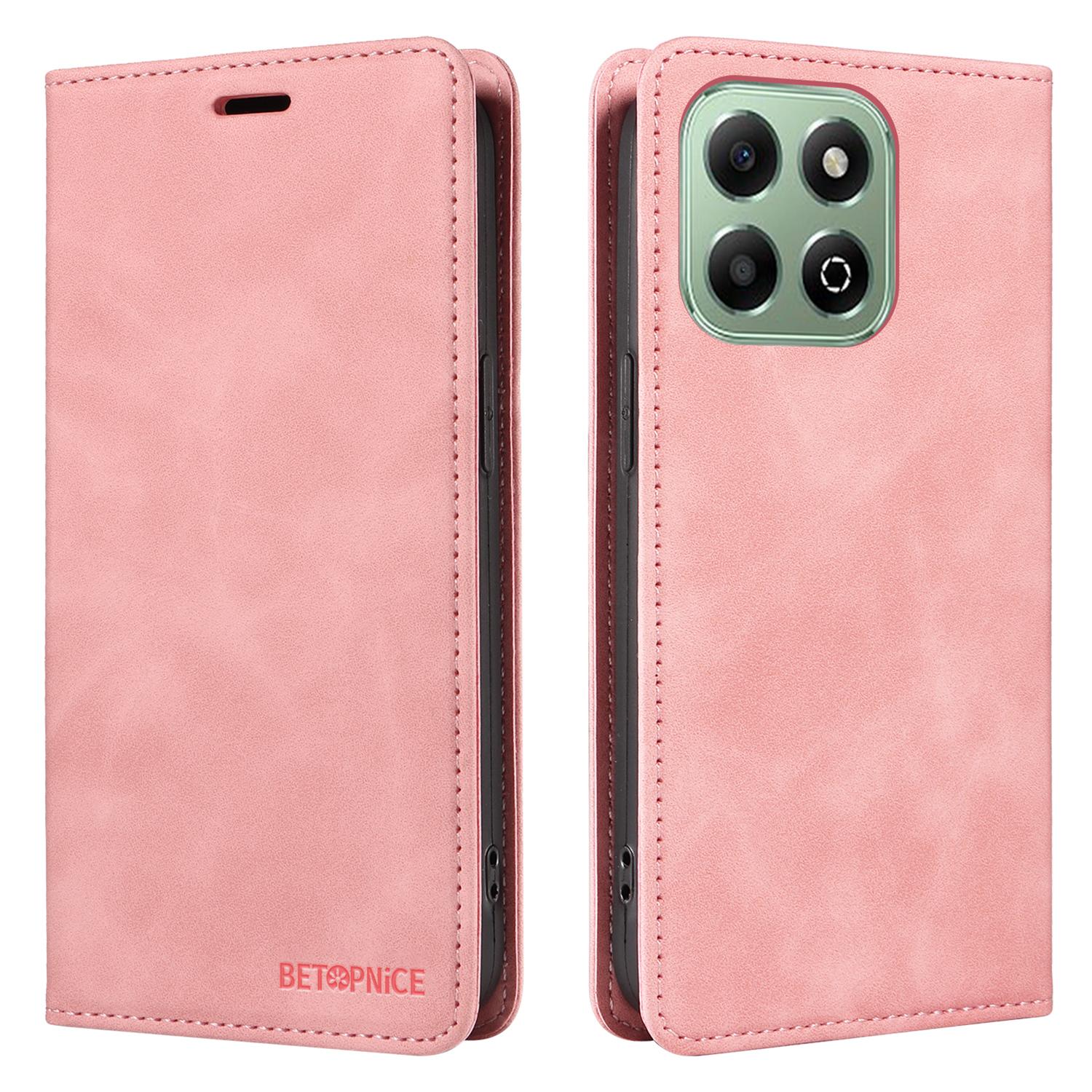 

BETOPNICE 003 For Honor X6b 4G Phone Case Scratch-Resistant Leather Wallet Cover with Stand Pink