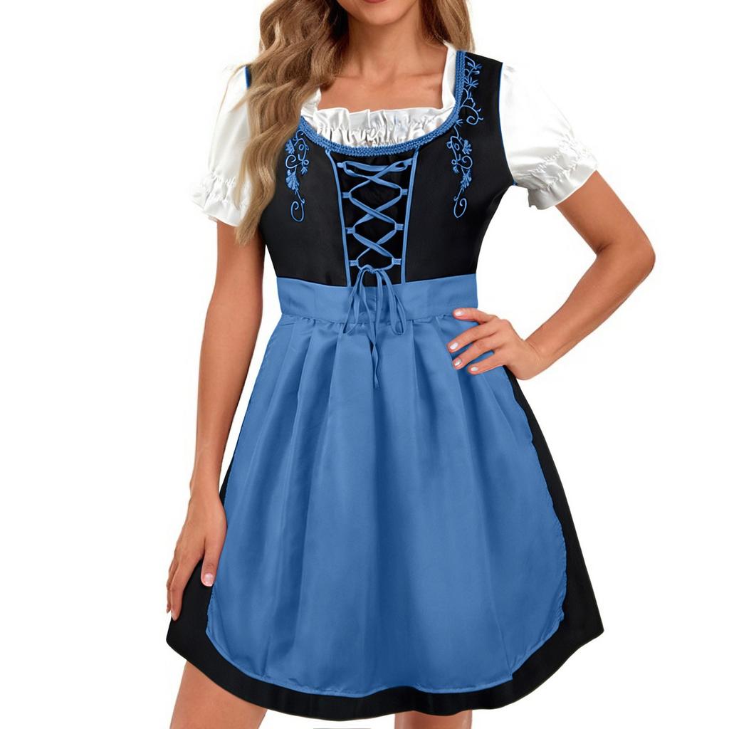 Beer Festival Costume, Women's Performance Costume, Floral Print Square Neck Dress