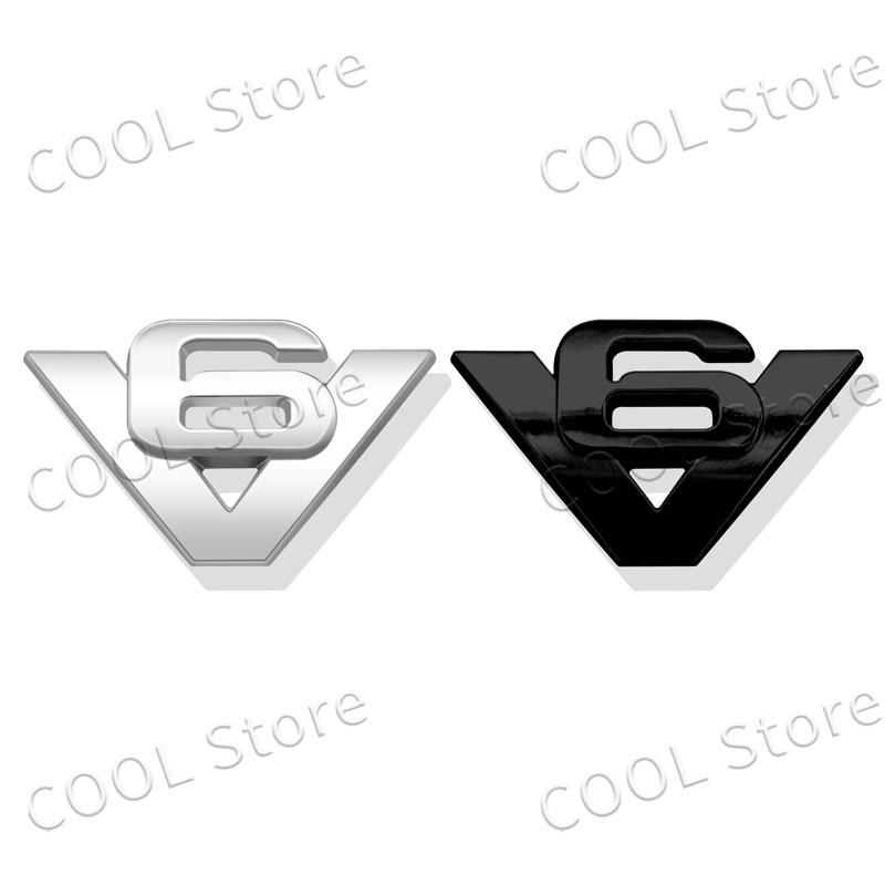Kreativní 3D kovová chromová nálepka emblém V6 V8 logo odznak Dekorace zadního kufru boční karoserie Univerzální autodoplňky