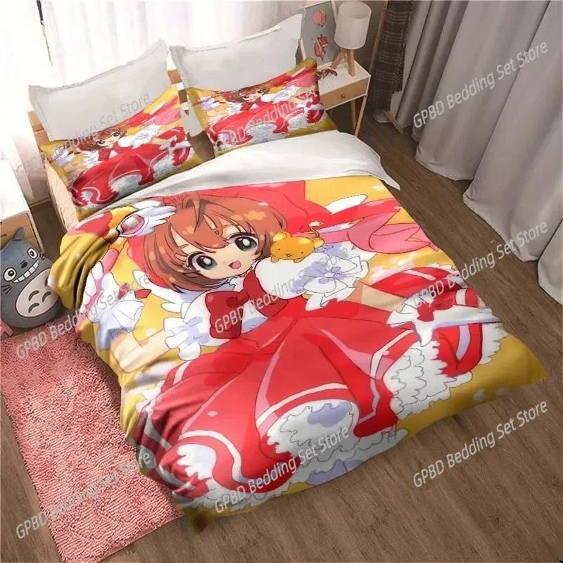 Comforter Anime Cardcaptor Sakura Bedding Set 3D Printed Suitable For Bedroom Kids Home Textile