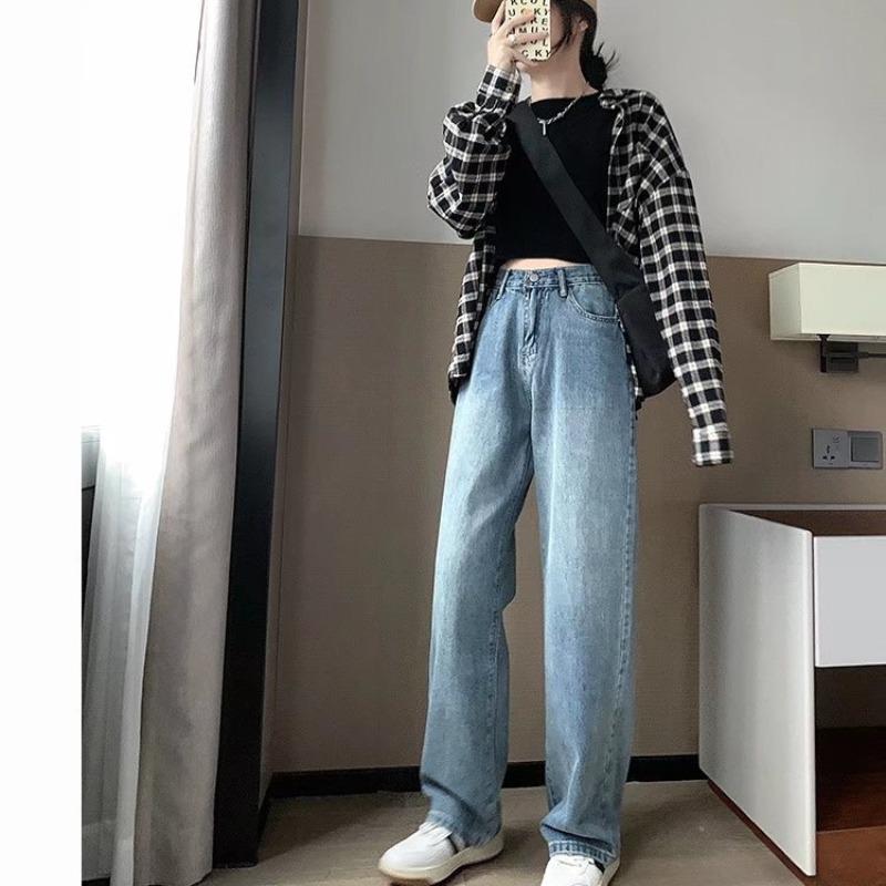 Dámské retro džíny s vysokým pasem a širokými nohavicemi, rok 2022 – letní/jarní zeštíhlující volný střih
