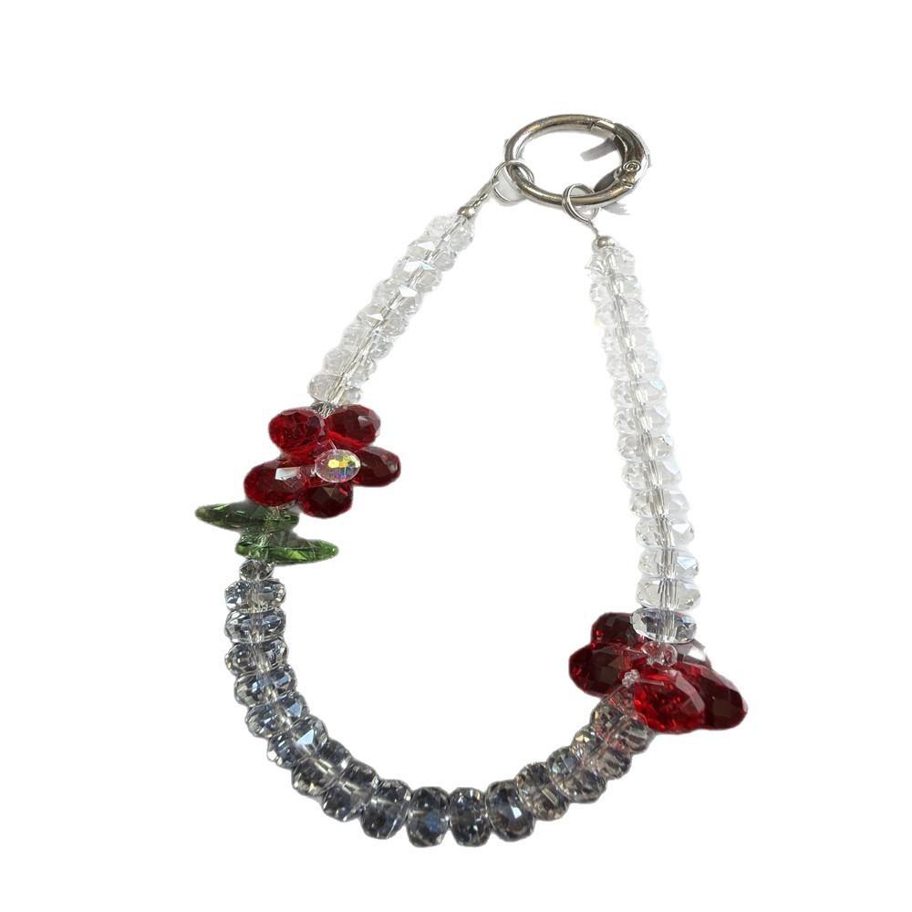 Summer Floral Phone Lanyard With Crystal Wheel For Women And Girls
