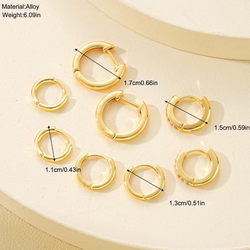 8pz Orecchini Huggie Cerchio in Acciaio Inossidabile Moda con Cristalli per Donna Placcati Oro Orecchini a Cerchio Pendenti Gioielli Punk Regali