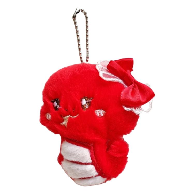 

Multipurpose Colorful Plush Snake Keychain Squeaky Toy Portable Accessory for Kids Teens and Adults Who Love Animals червоний