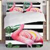 Spring And Summer Theme Pillowcase Quilt Cover 3Pcs Bedding Pink Flamingo Cartoon Pattern For Bedroom Hotel Dormitory Decor