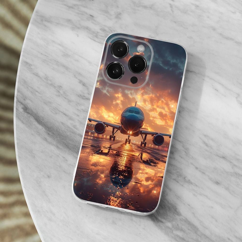 Airplane Art Plane Case For iPhone 17,11,12,13,16,14,15,Pro,Max,Plus,X,XS,XR,SE,Mini Transparent Soft Silicone