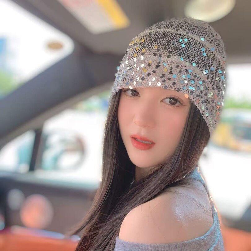 2025 Women's Sequin Pearl Flower Beanie - Breathable Versatile Pullover Hat