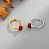 100% 925 Sterling Silver Jewelry Simple Red Onyx Adjustable Wedding Silver Rings for Women Girls Fashion Anel De Prata Bijoux