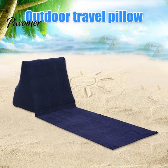 Foldable Camping Pillow Outdoor Triangular Cushion PVC Flocking Inflatable Portable Folding Summer Beach Lying Travel Equipment