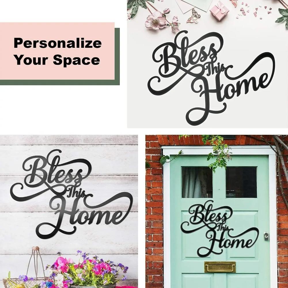18”X13” Bless This Home Metal Wall Stencil Decor - Elegant Living Room Decoration Signs -Perfect for Adding a Touch of Blessing