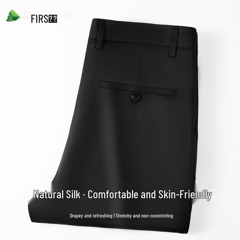 

FIRS Men s Luxury Silk Blend Straight-Leg Casual Pants 33