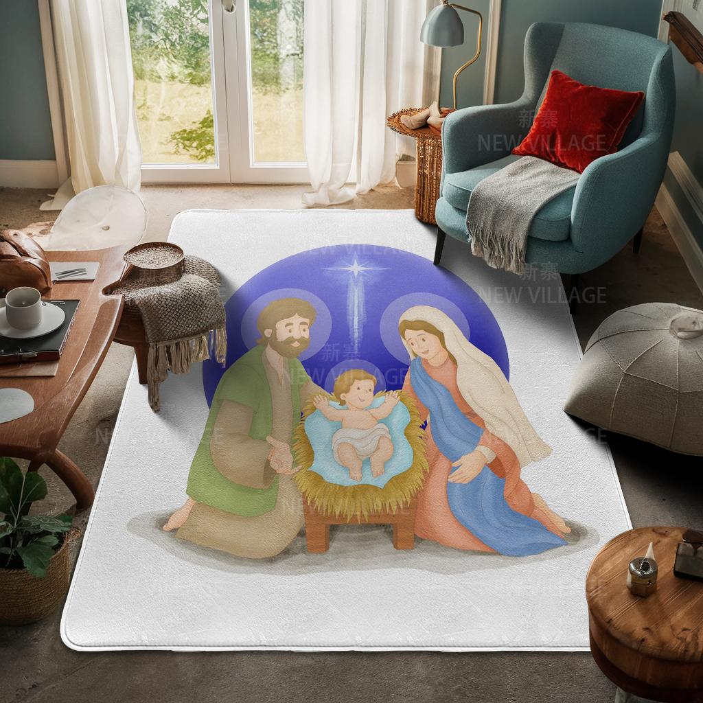 House Entrance Carpet Home Door Mat Living Room Bath Foot Bathroom Non-slip Water Absorption Rugs Bath Merry Christmas Winter