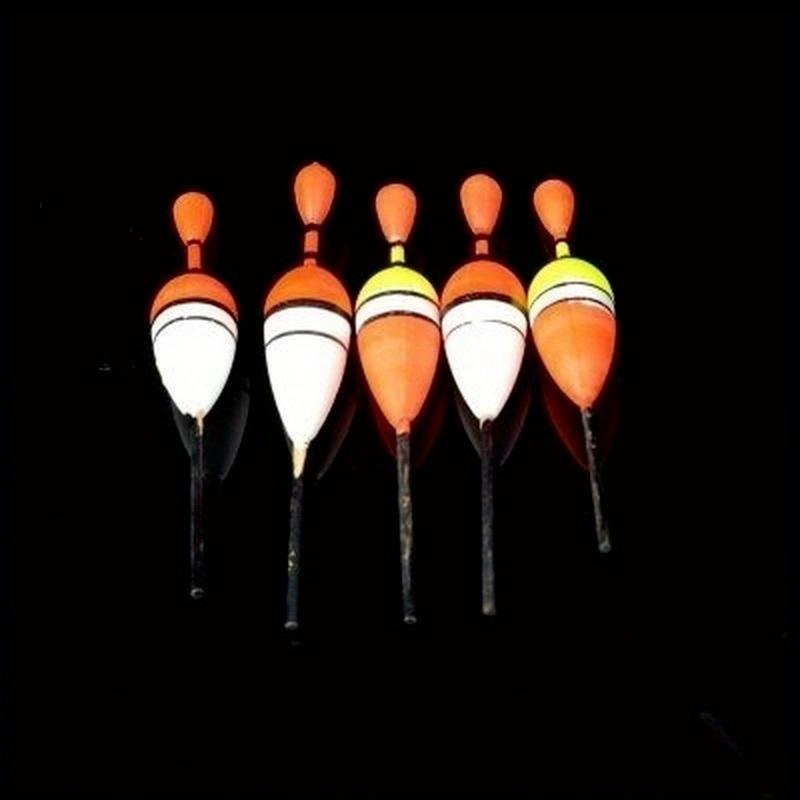 15 Vertical Fishing Floats In a Variety of Sizes for Fishing On Most Offshore Lakes with Attached Rubber Lures