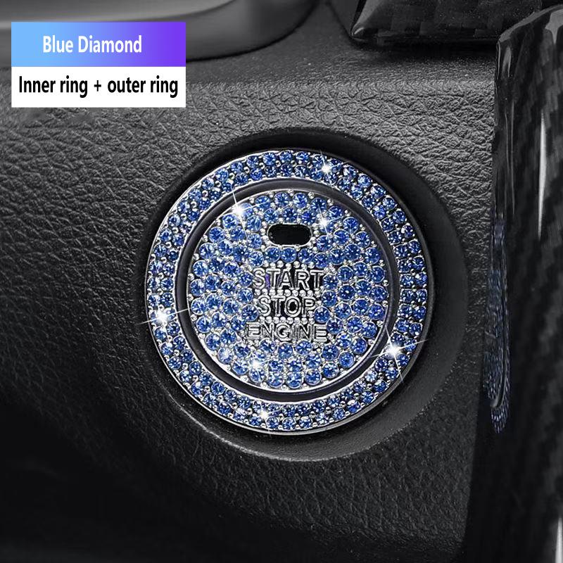 Adecuado Para Mercedes-Benz BMW Coche Arranque con Una Llave Anillo Decorativo Adhesivos Decorativos de Botón de Cristal Diamante Decoración de Coche