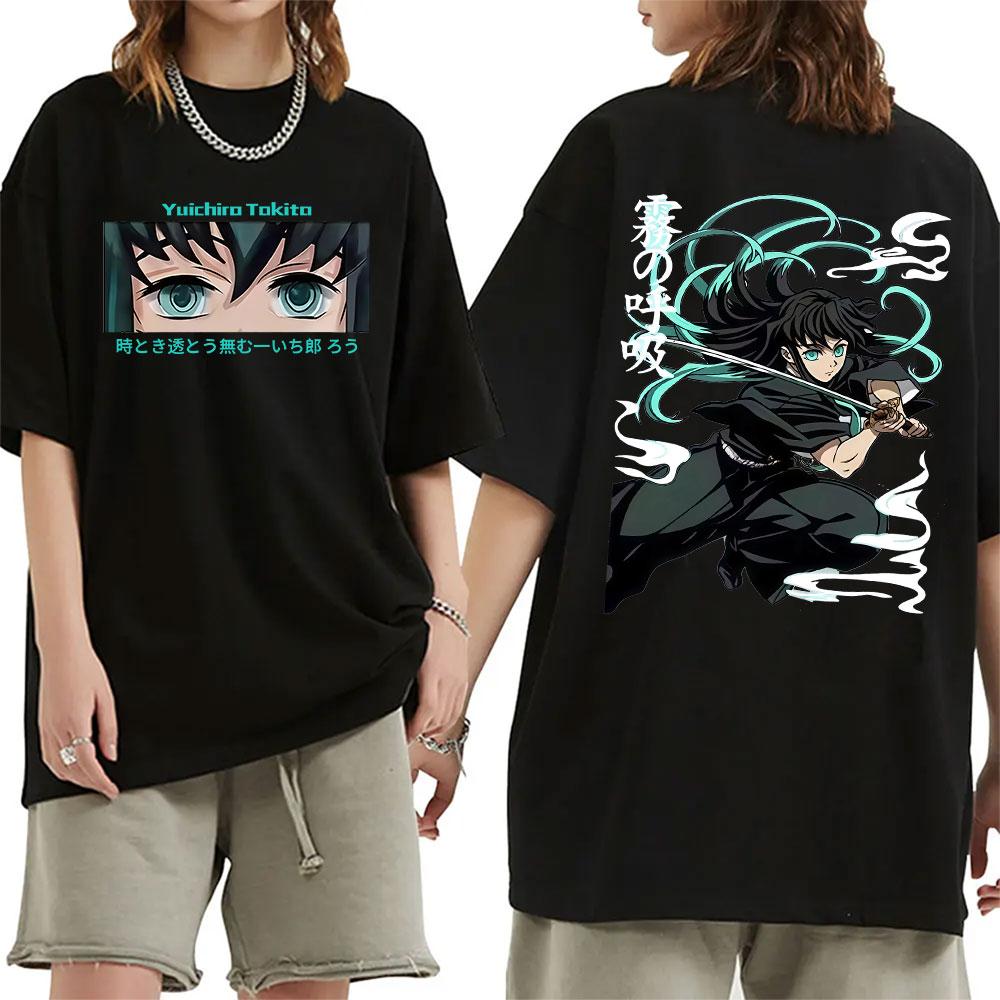 Anime Muichiro Tokito Graphic T Shirt Mens Women Clothing Summer O-Neck T-Shirt Y2K Vintage Oversized Cotton T Shirts Streetwear