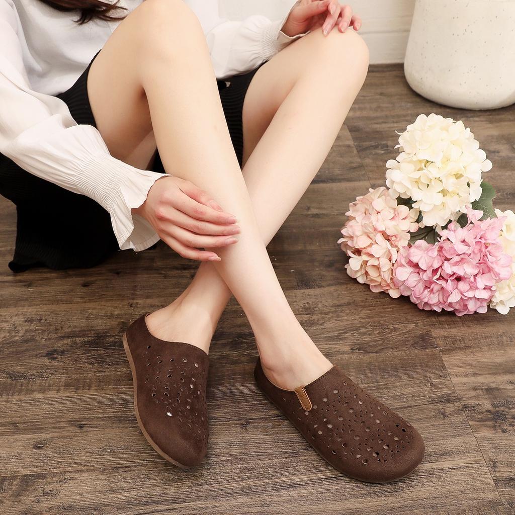 Summer New Birkenstock Hole Shoes Women'S Bag Head Half Slippers Soft Sole Breathable Hollow One Pedal Lazy Sandals