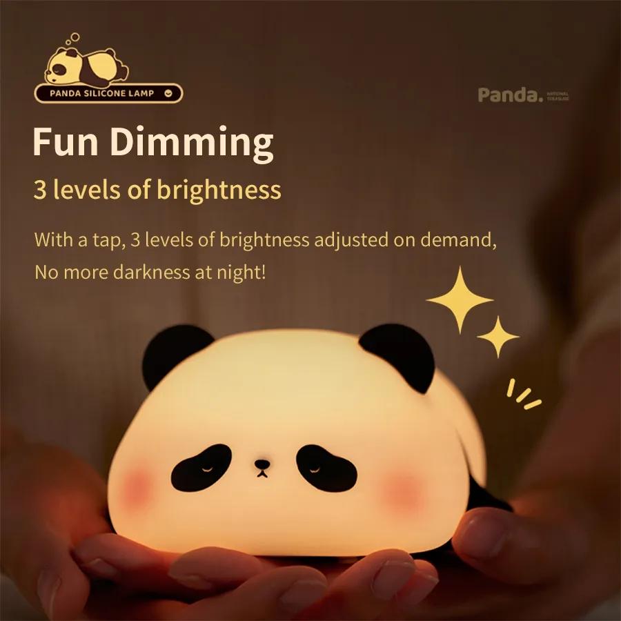Led Panda Night Light Lamp Kawaii Animal Cartoon Nightlight for Kids Bedside Bedroom Living Room Decorative Christmas Toys Gift