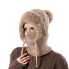 Solid Color Scarf All-In-One Hat Plush Balaclavas Hat Simple Winter Fur Cap Mask Set  Riding