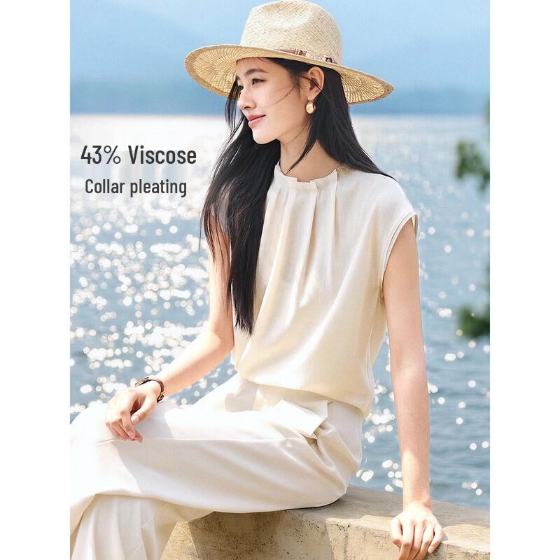 Elegant Acetate Blend Spliced Cuff Blouse M
