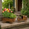Rustic Tractor Planter Garden Decoration Outdoor Metal Flower Pot with Wagon Trailer for Patio Lawn Yard Display