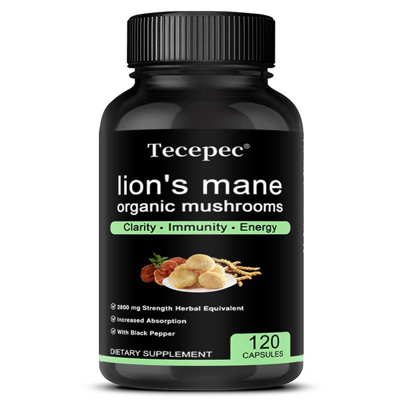 Premium Lion s Mane Mushroom Capsules with Black Pepper for Cognitive and Immune Support 120 Capsules 120PCS