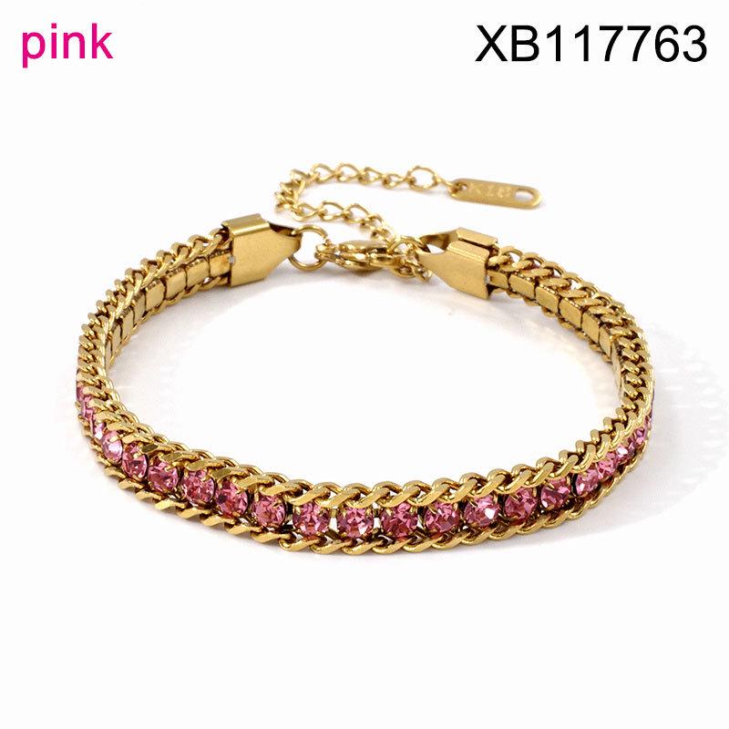 Luxurious Gold-Plated Zircon Bracelet - Stylish Titanium Steel Jewelry for Women