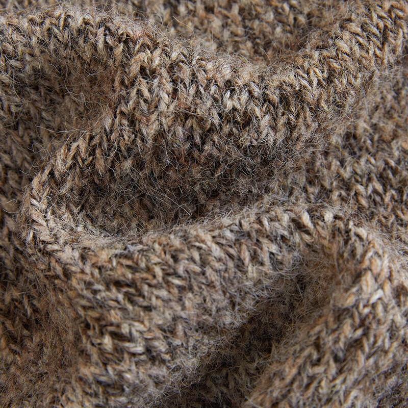 Women's Loose Fit Hooded Wool Blend Sweater with Large Faux Fur Collar