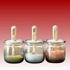 3pcs Glass Spice Jars with Airtight Lids , Retractable Spoons , Food Grade Moisture Proof Seasoning Containers for Salt, MSG, Herb
