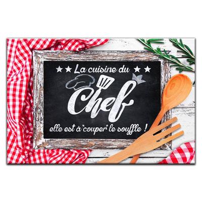 [P2918] - Schneidebrett / Untersetzer Glas 'Messages' (La Cuisine du Chef . . . . ) - 30x20 cm