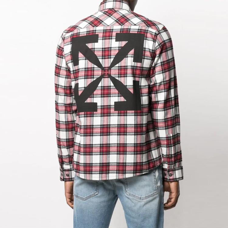 Off-White Check Arrow Flannel Shirt Red Men Tops OMGA133R21FAB0022500