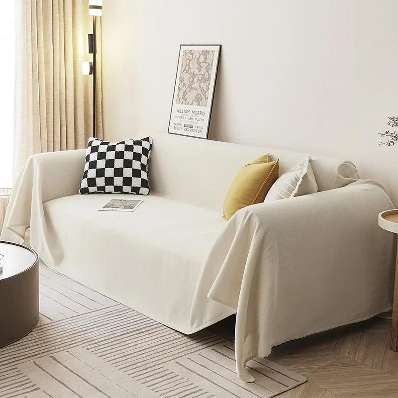 Moderner, minimalistischer Sofabezug aus Chenille, einfarbig, Anti-Katzenkratz-Sofamatte, universeller Sofabezug für alle Jahreszeiten