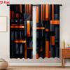 2 Pièces Rideaux Abstraits Géométriques 3D Noir et Orange Draperies de Fenêtre pour Chambre à Coucher Salon Décoration Traitement de Fenêtre.