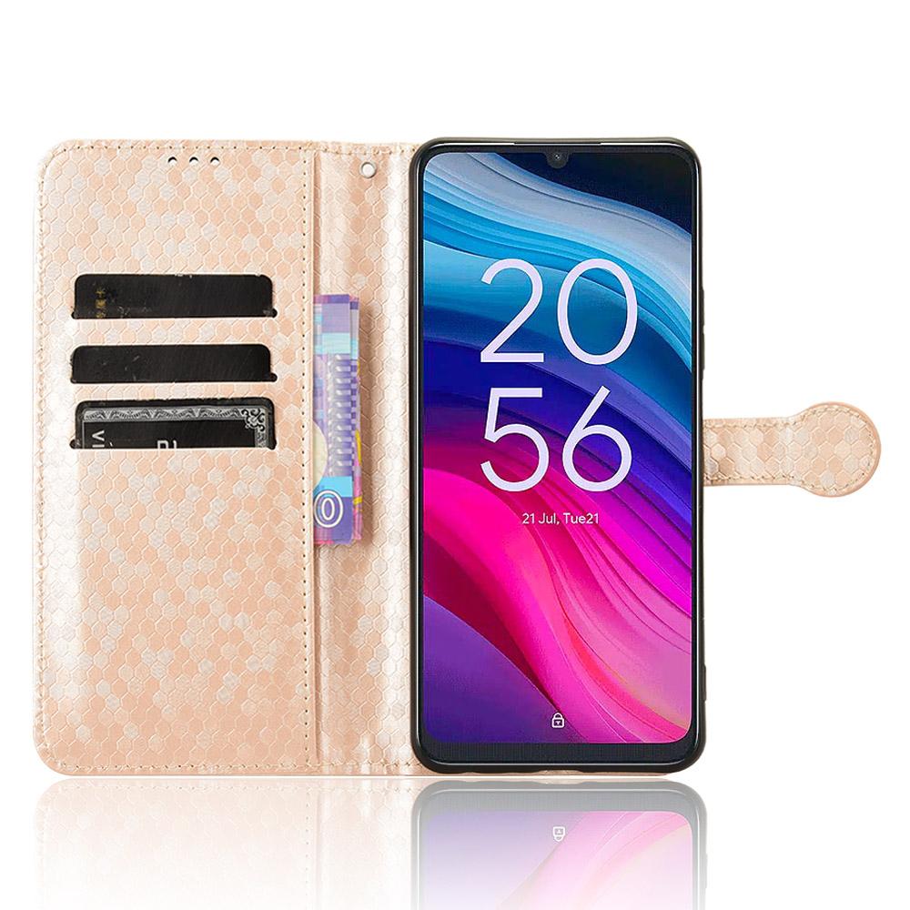 

For TCL 505 Wallet Phone Case Dots Pattern PU Leather Flip Cover Rose Gold