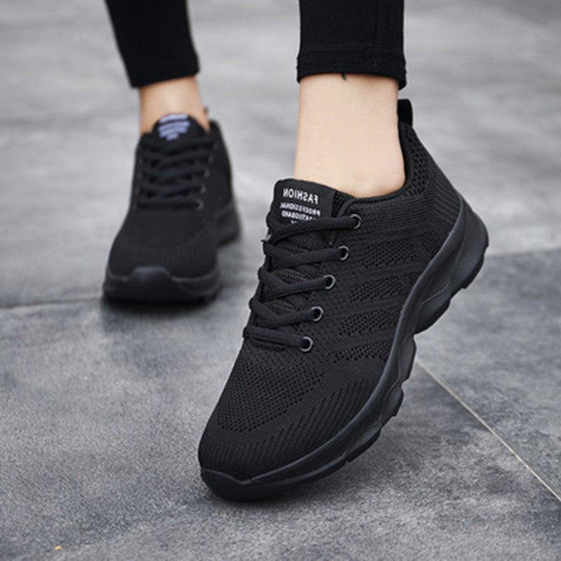 Not Tired Shoes Spring and Summer Mesh Breathable Sports Shoes Lightweight Student Running Shoes Black Casual Travel Shoes