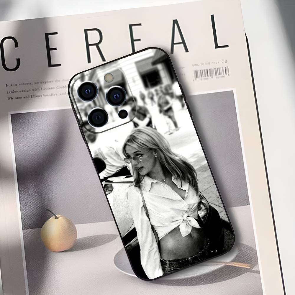 B-Britney Spears Phone Case For iPhone 17,16,15,14,13,12,11 Plus,Pro Max,XS,Soft Silicone Black Cover