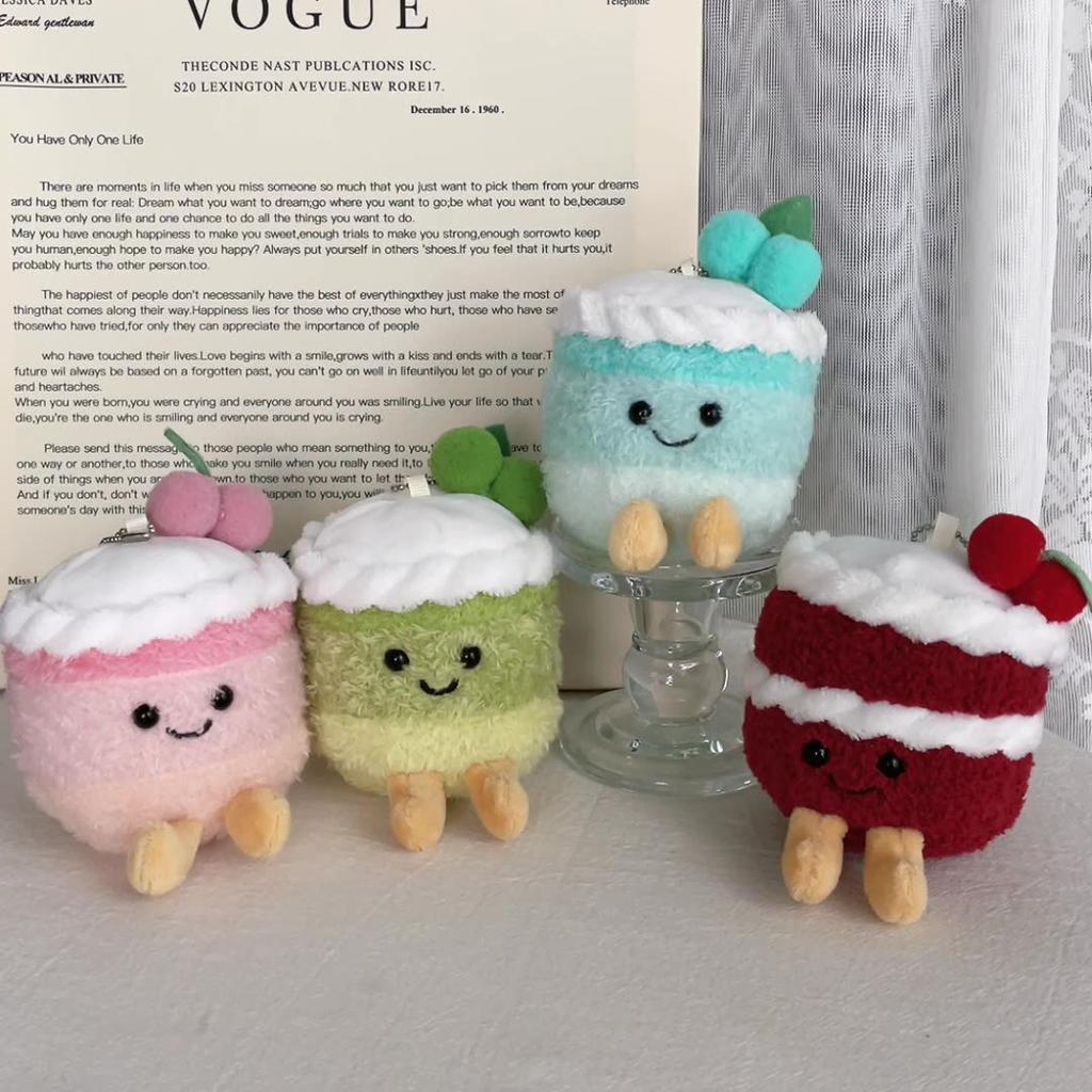 Cute Cute Gradient Cherry Cake Doll Doll Bag Hanging Decoration Plush Pendant Mobile Phone Pendant Birthday Gift