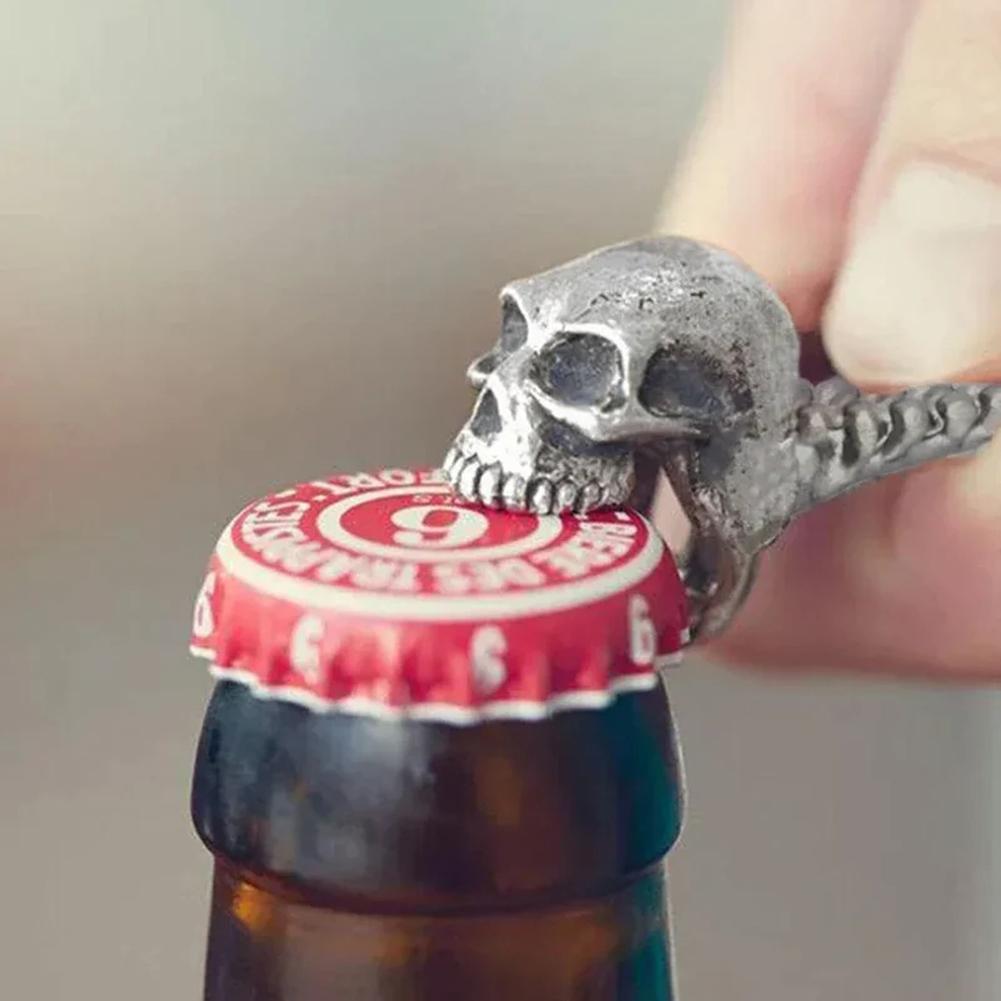 Skull Beer Opener With Hanging Hole Multifunction Beer Cover Remover Stainless Steel Creative Bottle Opening Tool Kitchen Gadget