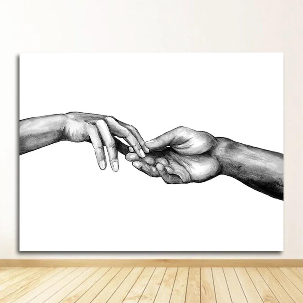Poster Print Fashion Picture Couples Lovers Room Decor1 Black White Romantic Hand In Hand Canvas Painting Love Quotes Wall Art