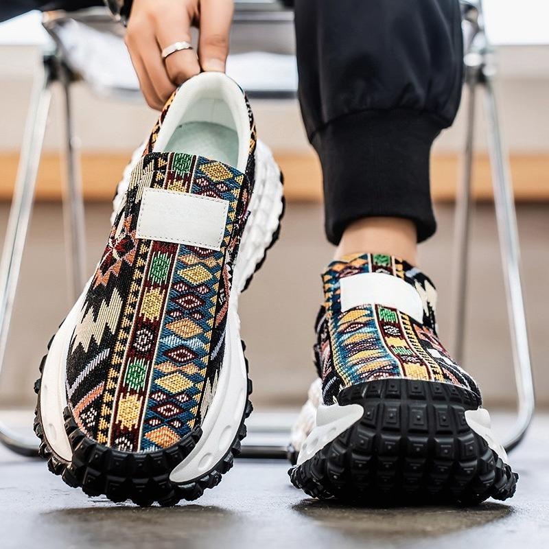 Men'S Platform Sneakers Autumn New Breathable Comfortable Vintage Casual Shoes Fashion Height Increase Outdoor Vulcanized Shoes