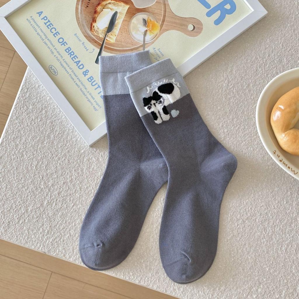 Female Autumn and Winter Warm Cartoon Flocking Small Animal Three Dimensional Hair Ball In The Tube Pile Socks