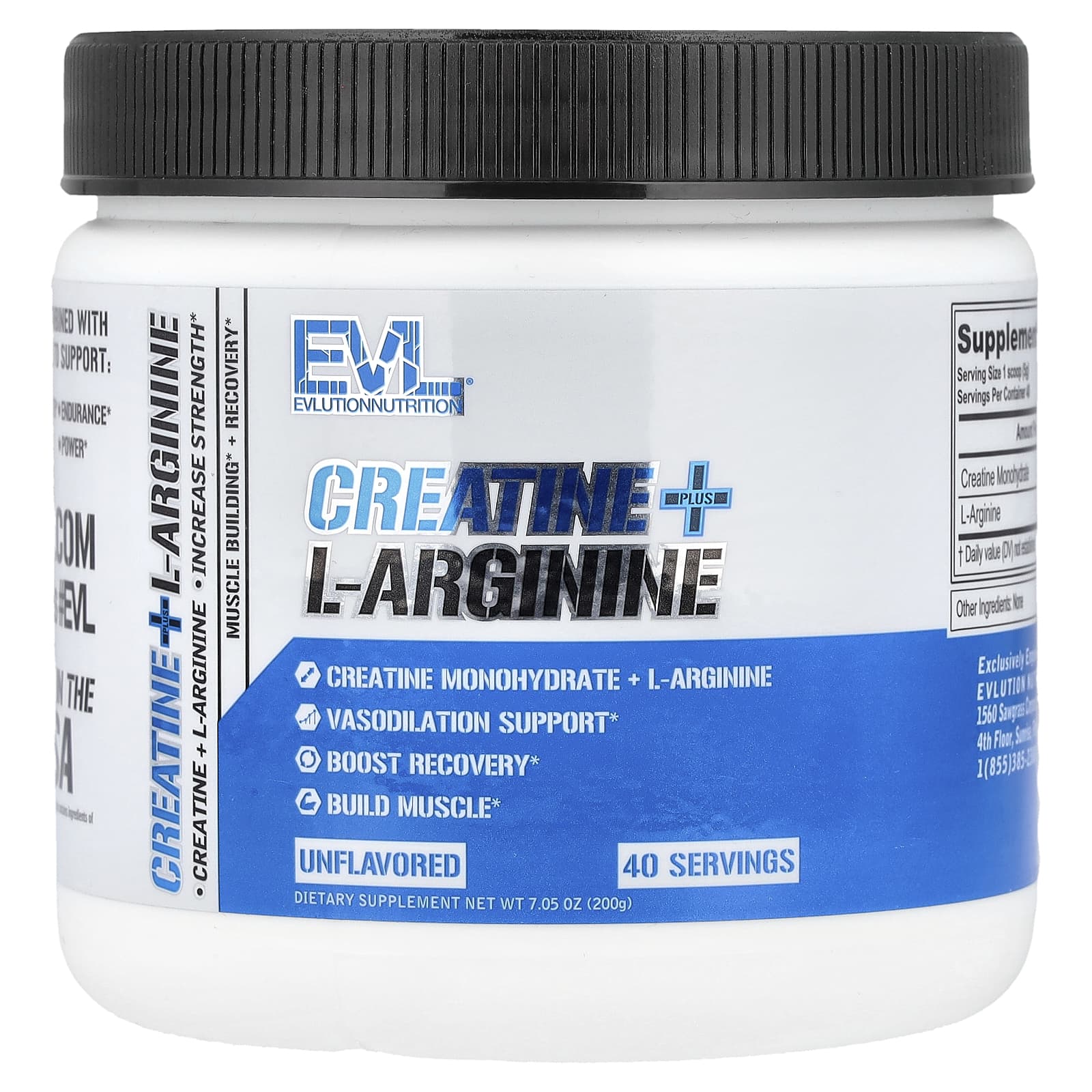 

EVLution Nutrition, Creatine + L-Arginine, Unflavored, 200g (7.05oz)