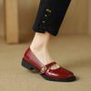 New Comfortable Red Wedding Shoes Round Head Foot Casual Small Leather Shoes Low Top Shallow Mouth Large Size Shoes Soft Sole Non-slip Single Shoes