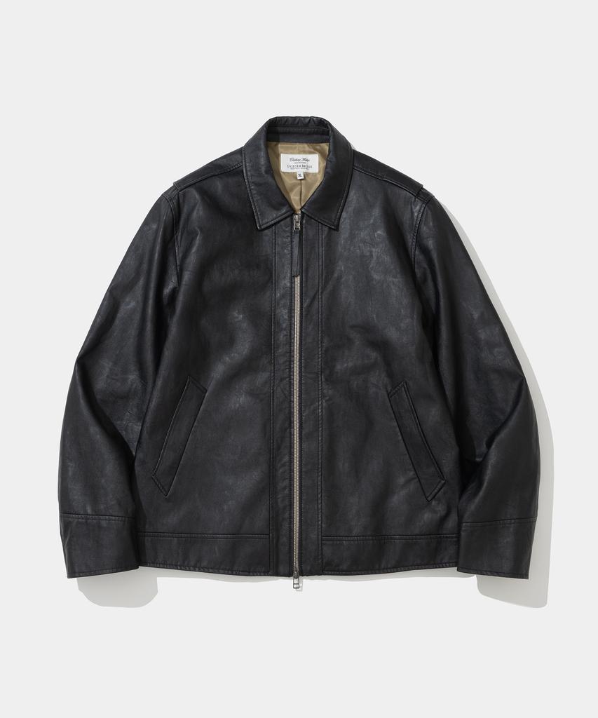 UNIFORM BRIDGE Faux Leather Single Jacket Black