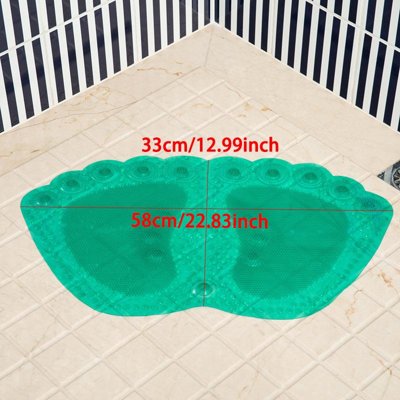 WTEMPO 1PC Simple Footprint Shaped Mat Suction Cup Non-slip Mat for Home Bathroom Hotel Transparent Massage Foot Mat