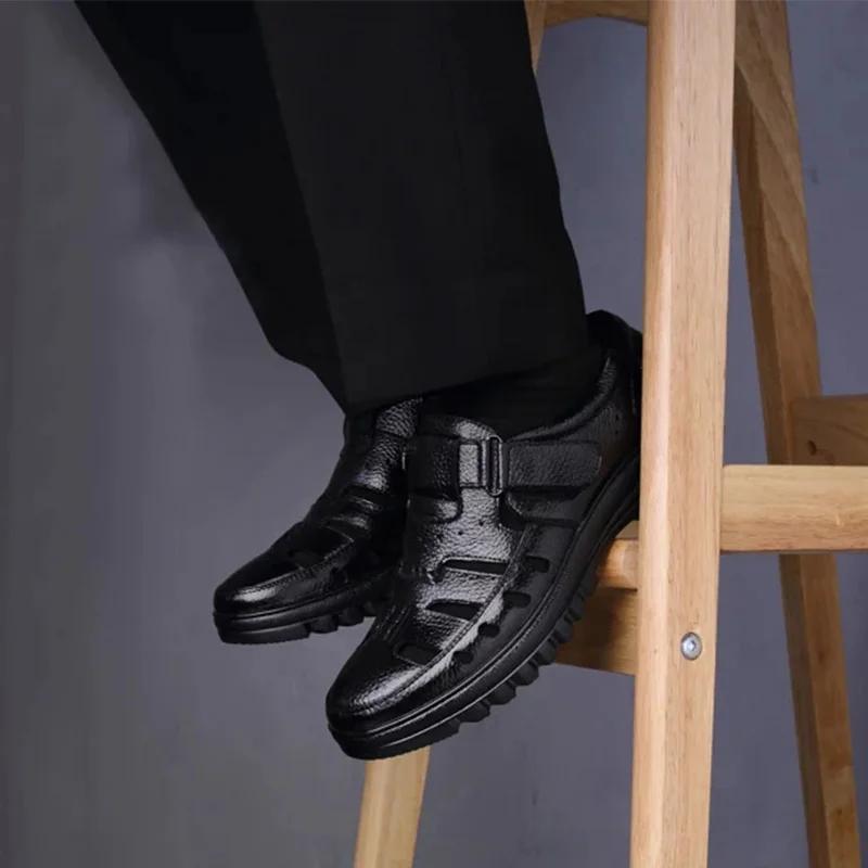 Men's Summer Sandals 2024 Luxury Artificial Leather Casual Shoes For Men Comfortable Moccasins Barefoot Outdoor Trekking Sandals